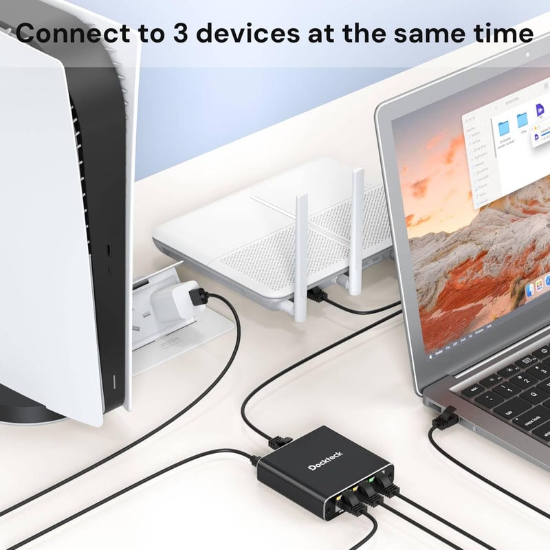 Dockteck Ethernet Splitter 1 to 3 1000Mbps, Internet Cable Splitter 1 in 3 Out High Speed Switch Network Gigabit for LAN RJ45 Port Router Switch Work with Cat5/5e/6/7/8 Cable - Image 5